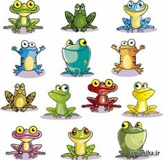 many different colored frogs sitting on top of each other