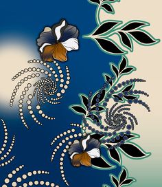 an abstract floral design on a blue background