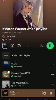 an iphone screen with the text if aaron warnner was a playlist