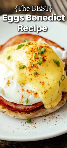 Egg benedict is essentially an open-faced breakfast sandwich. You can change up eggs benedict in many ways but a classic egg benedict starts with a toasted English muffin half, then meat which is usually Canadian bacon, ham, or regular bacon. That is topped with a poached egg, a generous coating of hollandaise sauce, and finished with a sprinkle of cayenne pepper. Best Eggs Benedict, The Best Eggs, Best Eggs