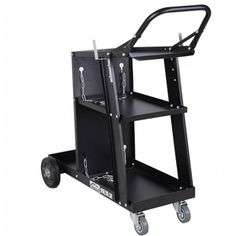 a black utility cart with two wheels