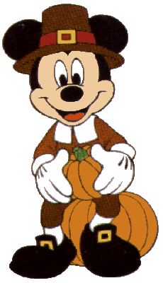 a cartoon mickey mouse wearing a hat and holding a pumpkin