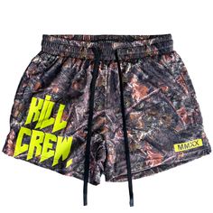 MUAY THAI SHORTS (MID THIGH CUT) - CAMO / GREEN Camouflage Cotton Shorts, Summer Camouflage Shorts For Outdoor, Camouflage Outdoor Shorts For Summer, Camouflage Bottoms For Outdoor Summer Activities, Camouflage Shorts For Outdoor Summer Activities, Summer Outdoor Camouflage Shorts, Camouflage Outdoor Summer Shorts, Khaki Cargo Shorts For Streetwear, Camouflage Summer Shorts