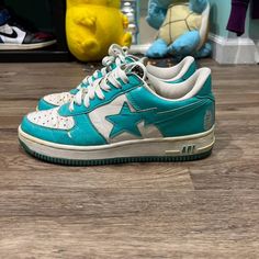 Super Rare 100% Authentic Nyc Bapesta. Great Display Piece. Og Nigo Era. Bapeta Shoes, Bape Shoes, Ape Bape, Bathing Ape, Men's Sneakers, Patent Leather, White Blue, Men's Shoes, Blue White