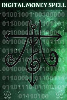 the cover for digital money spell, with an arrow pointing up at it's center