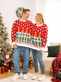 Get ready for the festive season with this hilarious Christmas sweater for couples! Perfect for Christmas parties, family gatherings, and cozy nights in, this sweater is sure to bring a touch of festive cheer to any occasion.
* Please add each size separately to your shopping cart.
* Each size includes 1 top.
* Festive overall Christmas pattern
* Soft and comfortable
* Round neckline
* Long sleeves
* Regular fit
* Funny and festival style 
* Imported
* Suitable for autumn and winter Funny Christmas Sweaters Couples, Ugly Sweater Ideas For Couples, Couples Ugly Christmas Sweaters, Ugliest Christmas Sweater Ever, Matching Christmas Sweaters, Ugly Christmas Sweater Couples, Family Matching Christmas, Comfy Jumpsuits, Solid Color Sweater