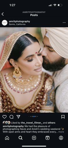 a man and woman kissing each other in front of an instagram page with the caption