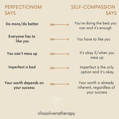 Perfectionism Quotes, Self Compassion Quotes, Perfectionism Overcoming, Compassion Quotes, Perfectionism, Good Mental Health, Mental And Emotional Health, Self Care Activities, Self Compassion