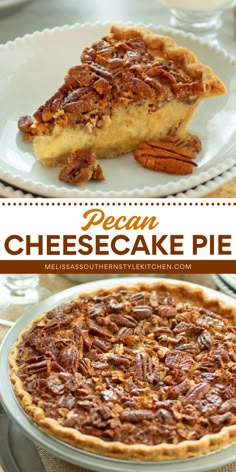 Impress your friends and family with this delicious and decadent Pecan Cheesecake Pie recipe. It features a creamy layer of cheesecake topped with a classic pecan pie topping for a fusion of flavors. This decadent dessert is perfect for any occasion and is sure to satisfy your sweet tooth. Layered Pecan Pie, Best Pecan Cheesecake Pie, Keto Pecan Cheesecake Pie, Easy Pecan Pie Cheesecake Bars, Cheesecake Pecan Pie Recipe, Magic Pie Recipe, Pecan Cheesecake Pie Recipe, Pecan Pie Cheesecake Recipe Easy, Pecan Pie Cobbler Easy