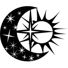 a black and white image of the sun and moon