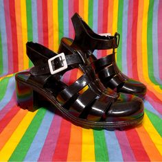 Platform Jellies Jelly Shoes Sandals Black Dollymix Retro Size 7 Us 2in. Never Worn. No Shoe Box. Black Ankle Strap Jelly Sandals For Party, Black Mary Jane Sandals For Summer, Retro Black Sandals For Party, Retro Black Party Sandals, Black Jelly Sandals For Party With Round Toe, Black Mary Jane Sandals With Heel Strap, Retro Black Summer Heels, Black Jelly Sandals With Platform And Round Toe, Black Platform Jelly Sandals With Round Toe