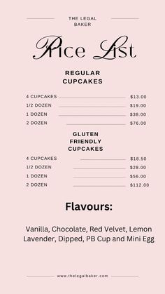 a menu for an ice cream parlor