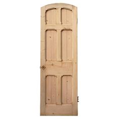 an unfinished wooden door on a white background