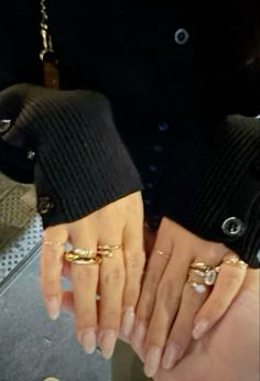 Ring Stacking Aesthetic, Ring Girl Aesthetic, Gold Rings Stack Aesthetic, Ring Stacks Aesthetic, Jewelry Stack Aesthetic, Stacked Jewelry Aesthetic, Ring Stack Aesthetic, Rings Gold Aesthetic, Stacked Rings Aesthetic