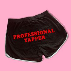 Professional Yapper Dolphin Shorts | Custom Dolphin Shorts | Y2K Shorts  Cute Shorts | Funny Shorts | Y2K Shorts | Lounge Shorts Comfy Shorts to Lounge in! Actual item may be lighter/darker than pictured. M A T E R I A L S - 95% Cotton / 5% Spandex - Available In Sizes S-L S I Z I N G - Size chart is available on our listing photos. S H I P P I N G  &  P R O D U C T I O N  T I M E - Production Time is 5 Business Days. (May be delayed during the Holiday Season) - Shipping Time is 2-6 Business Day Letter Print Gym Bottoms Short Length, Letter Print Short Bottoms For Gym, Letter Print Gym Shorts, Professional Yapper, Shorts Comfy, Funny Shorts, Shorts Y2k, Dolphin Shorts, Y2k Shorts