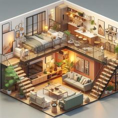 [𝑺𝒂𝒗𝒆 & 𝑭𝒐𝒍𝒍𝒐𝒘]~♡´･ᴗ･`♡ Double Stairs, Single Apartment, 3d House