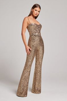 Nadine Merabi, Gold Jumpsuit, Embellished Belt, Sequin Jumpsuit, Fitted Jumpsuit, David Koma, Alexandre Vauthier, Outfit Jeans, Belt Design