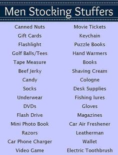 the men's stocking stuff list is displayed in this screenshote image