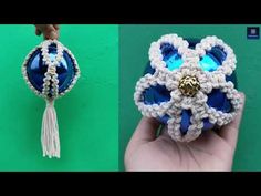 crocheted ornament with tassels and beads