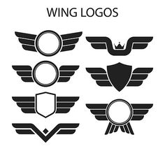 wings logos in black and white with different shapes, sizes and colors to choose from