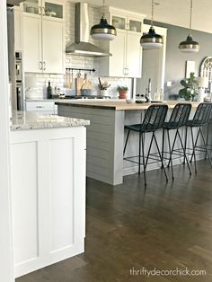 the kitchen is clean and ready to be used as a dining room or living room