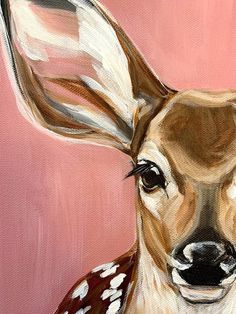 a painting of a deer with white spots on it's face