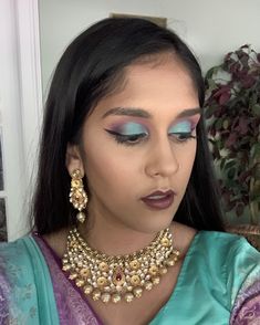 Tried to match my makeup to my sari today..blending this was a huge challenge though #makeup #beauty Match Me, Blending, Choker Necklace