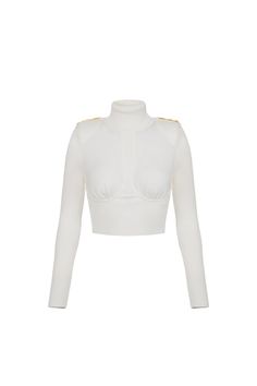 This fitted Elisabetta Franchi sweater combines a luxurious blend of viscose, polyester, and polyamide for optimal comfort and style. The cropped design features a ribbed texture and elegant shoulder embellishments, making it a perfect choice for refined outings. 

- Composition: 50% viscose, 30% polyester, 20% polyamide  
- Length: Cropped  
- Sleeve type: Long sleeves White Turtleneck, Roll Neck Jumpers, High Neck Sweater, Roll Neck, Sweaters Knitwear, Crop Shirt, Elegant Outfit, Knitwear Women, Blue Sweaters