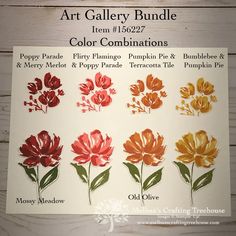 the art gallery bundle includes four different colored flowers