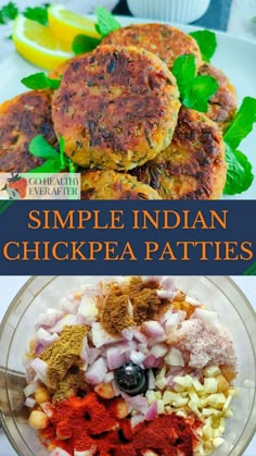 Chickpea patties with lemon slices on an off-white plate and the ingredients in a food processor jar. Chickpea Patties Vegan, Falafel Recipes, Vegan Chickpea Burger, Vegetarian Patty, Cooked Chickpeas, Chickpea Fritters, Chickpea Patties, Veggie Patties, Chickpea Burger