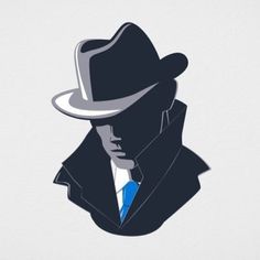 a man in a hat and coat with a blue tie is wearing a fedora