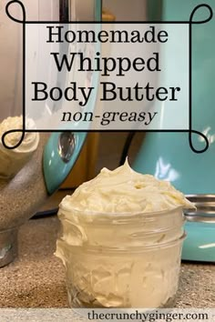 homemade whipped body butter in a glass jar