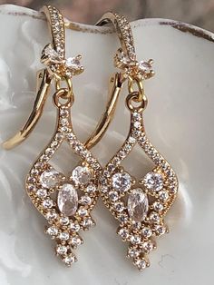 Wedding, bridal dal earrings, party jewelry, in gold and Cz clear crystals , teardrop shape with different ear wires, micro paved or lever back, crystal hooks round or oval, gift for lover, gift for her, gold plated ear hooks Cheap Vintage Clip-on Earrings For Formal Occasions, Beautiful Bangles, Victorian Earrings, Crystal Bridal Earrings, Earring Wedding, Accessories Silver, Lexington Ky, Rings Diamond, Clear Crystals