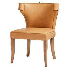 a tan leather chair on a white background