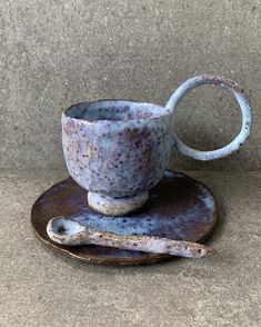 a cup and saucer sitting on top of a plate