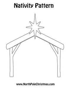 the nativity pattern for christmas is shown in black and white, with a star above it