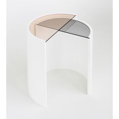 a white table with two different colored sections on it's top and bottom half