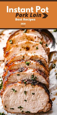 sliced pork loin sitting on top of a cutting board