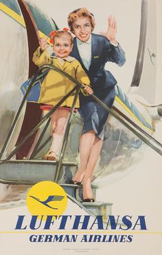 Lufthansa German Airlines - I always fly Lufthansa - best airline I've ever flown on. #InspiredBy #joingermantradition #germany25reunified Stare Reklamy, Vintage Airline Ads, Vintage Airline Posters, Vintage Airline, Aviation Posters, Prints Decor, Travel Ads, Decor Posters, Wedding Church