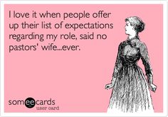 a woman in a dress with the words i love it when people offer up their list of expectations regarding my role, said no pastor's wife