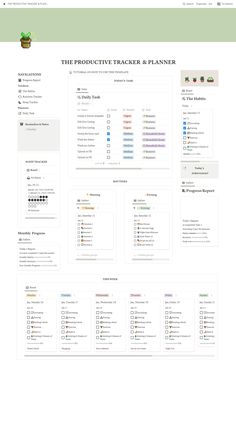 the product trackerr and planner page is shown