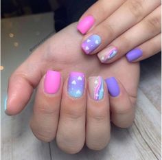 Girls Nail Designs, Kids Nail Designs, Kids Nails, Nail Art For Kids, Purple Nail, Pretty Nail Art Designs, S Nails, Cute Gel Nails, Easy Nails