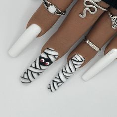 Mummy Halloween, Dope Nail Designs, Nails For Kids, Kawaii Nails