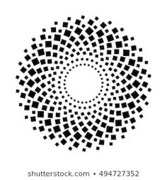 an abstract black and white design with squares in the center, on a white background