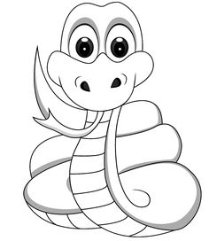 a cartoon snake with big eyes coloring page