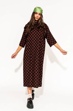 Ozzy Dress in Black + Mocha Checkerboard – Dressed in Lala Satin Playsuit, Dressed In Lala, House Dresses, Oversized Sleeves, 2024 Design, Spandex Dress, Blazer Set, Flannel Jacket, Sweater Collection