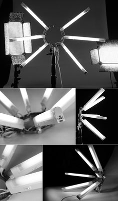 multiple images of different lighting fixtures in black and white