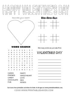 valentine's day worksheet for kids with words and pictures to print out