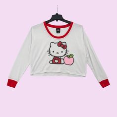 Hello Kitty Apple Skimmer Long-Sleeve Pajama Top Pullover Kawaii Women Size S Flaws: Has A Subtle Dust Smear In The Front (Shown In The Photos). Overall, It's In Great Condition. Material: Polyester, Nylon, And Spandex Features: Scoop Neck Jumbo Print Relaxed Fit Oversized Y2k, Cosplay, Sanrio, Anime, Comfy, Soft, Relaxation, Casual, Cottage, Cozy All Seasons Knit, Colorblock Made In Imported Machine Wash Size: S Measurements Taken Flat: Length 18.25 In Pit-To-Pit 22.5 In Armpits 7.75 In Sleeve Cute Long Sleeve Fitted Sleepwear, Cute Fitted Long Sleeve Sleepwear, Playful Long Sleeve Sleep Top, Playful Long Sleeve Bedtime Tops, Pink Crew Neck Top For Bedtime, Playful Long Sleeve Tops For Sleepovers, Stretch Long Sleeve Tops For Pajama Party, White Long Sleeve Tops For Sleepover, Playful Red Tops For Loungewear