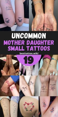 many different tattoos are shown in this collage with the words, mom and daughter on them